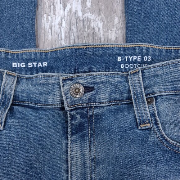 Big Star Jeans Womens 32x32 B-Type High Rise Bootcut Blue Denim Stretch Pants - Picture 6 of 8